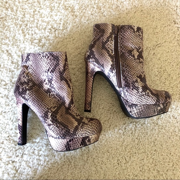 Faux Snakeskin Ankle Boots - Picture 1 of 4